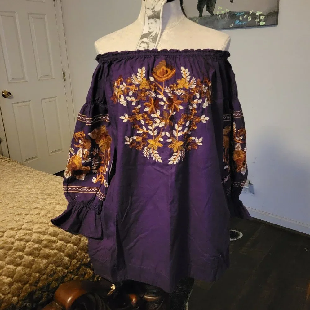 EUC Free People Off The Shoulder Mini Dress - Picture 2 of 8
